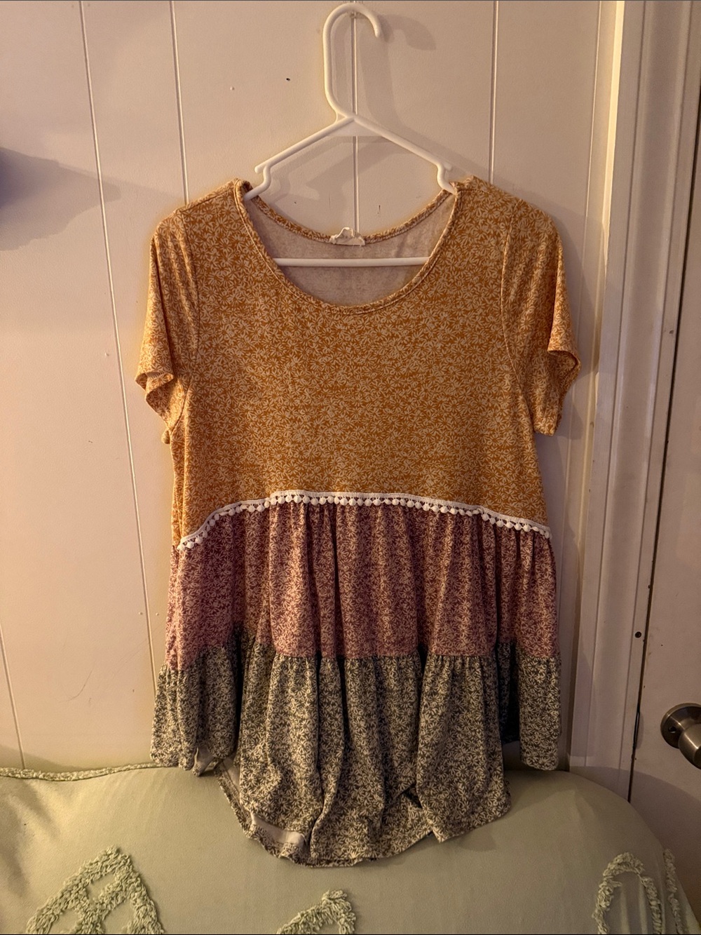 Lovely Melody Tiered Floral Tunic - Mustard, Mauve & Olive